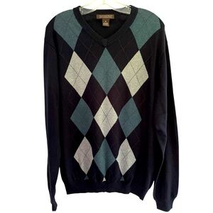 Men's Chatham Road cotton cashmere argyle sweater Beautiful colors v-neck medium